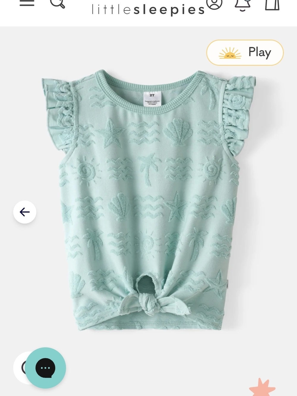 Little Sleepies Mint Ruffle Tie-Front Tank Top